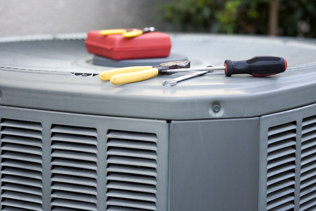 New air conditioner unit getting serviced.